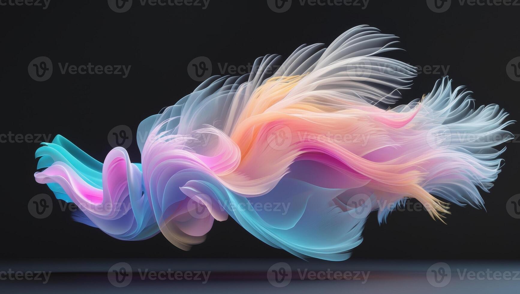 Soft Abstract Colorful Plume in Motion on Black Background - Modern Digital Art Concept photo