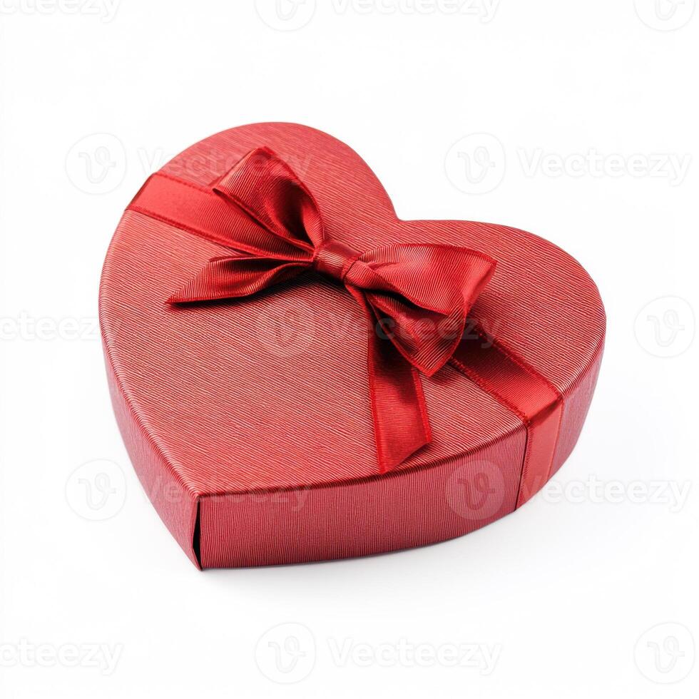 Heart-shaped gift box with red ribbon ideal for special occasions and celebrations in 2023 photo