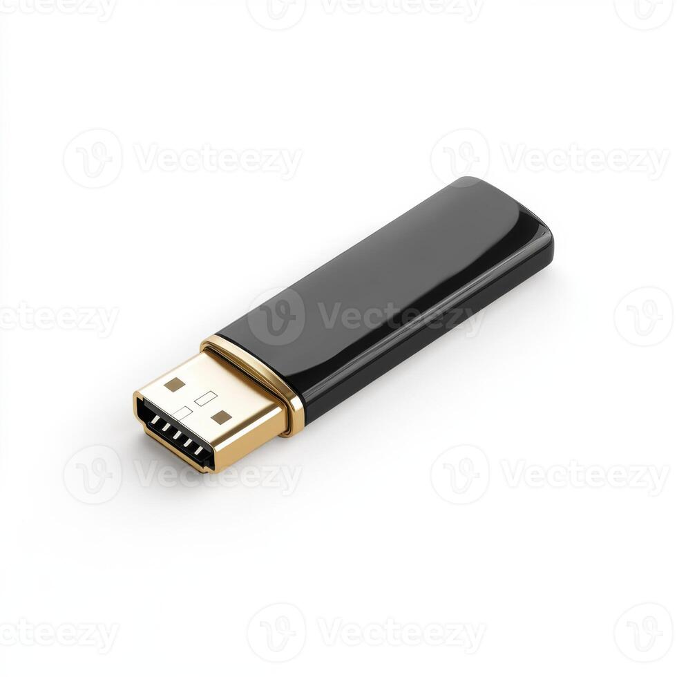 USB flash drive on a white background ready for data storage and transfer photo