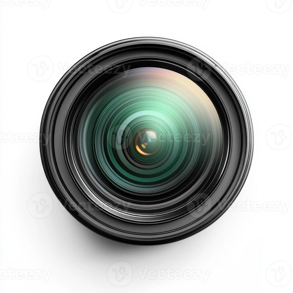 Camera lens showcasing intricate glass design and concentric circles under bright lighting conditions photo