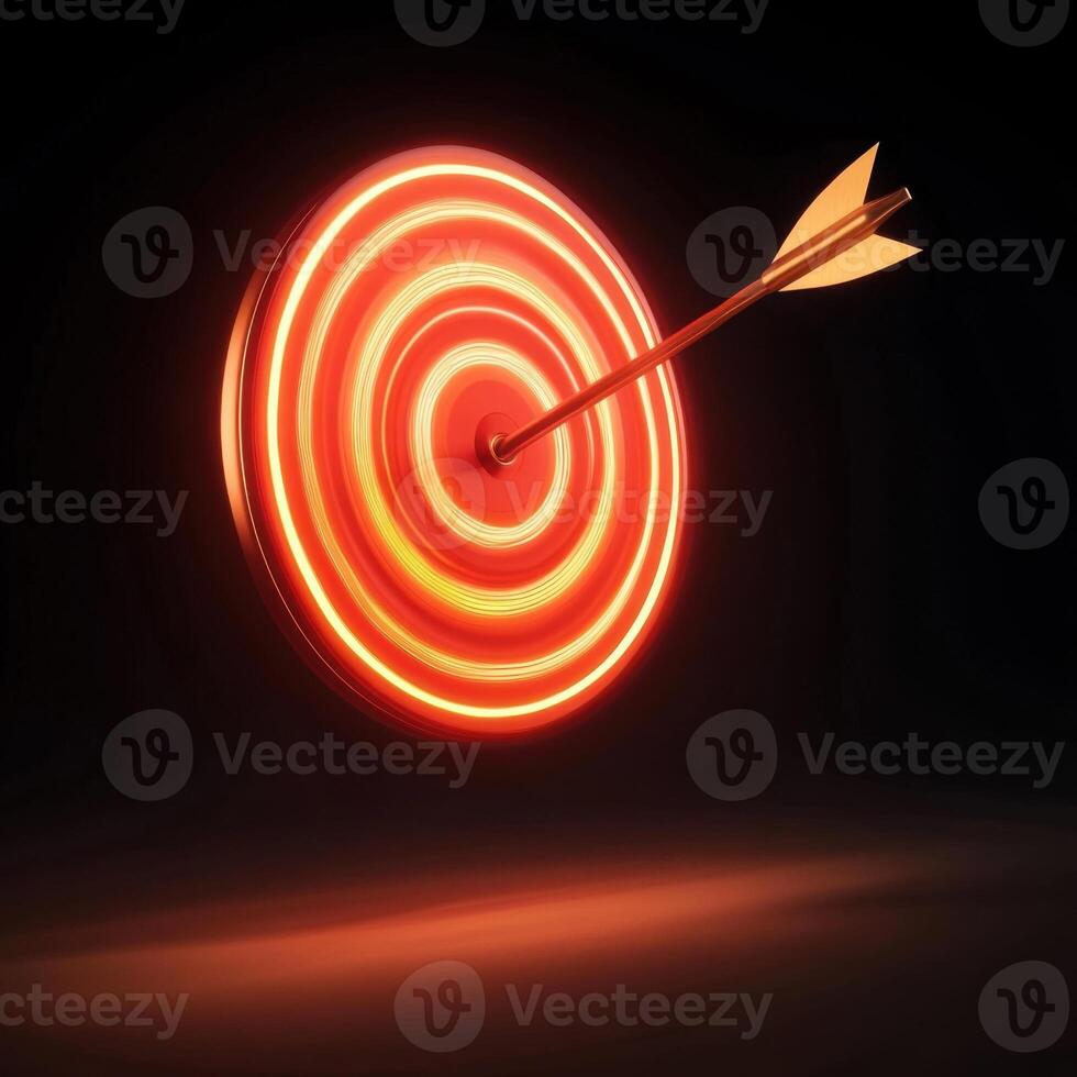 Bright red target with arrow piercing through, symbolizing precision and focus in achievement photo