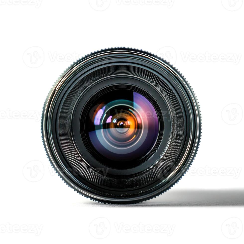 Capturing the essence of photography through a close-up of a camera lens illuminated by soft light photo