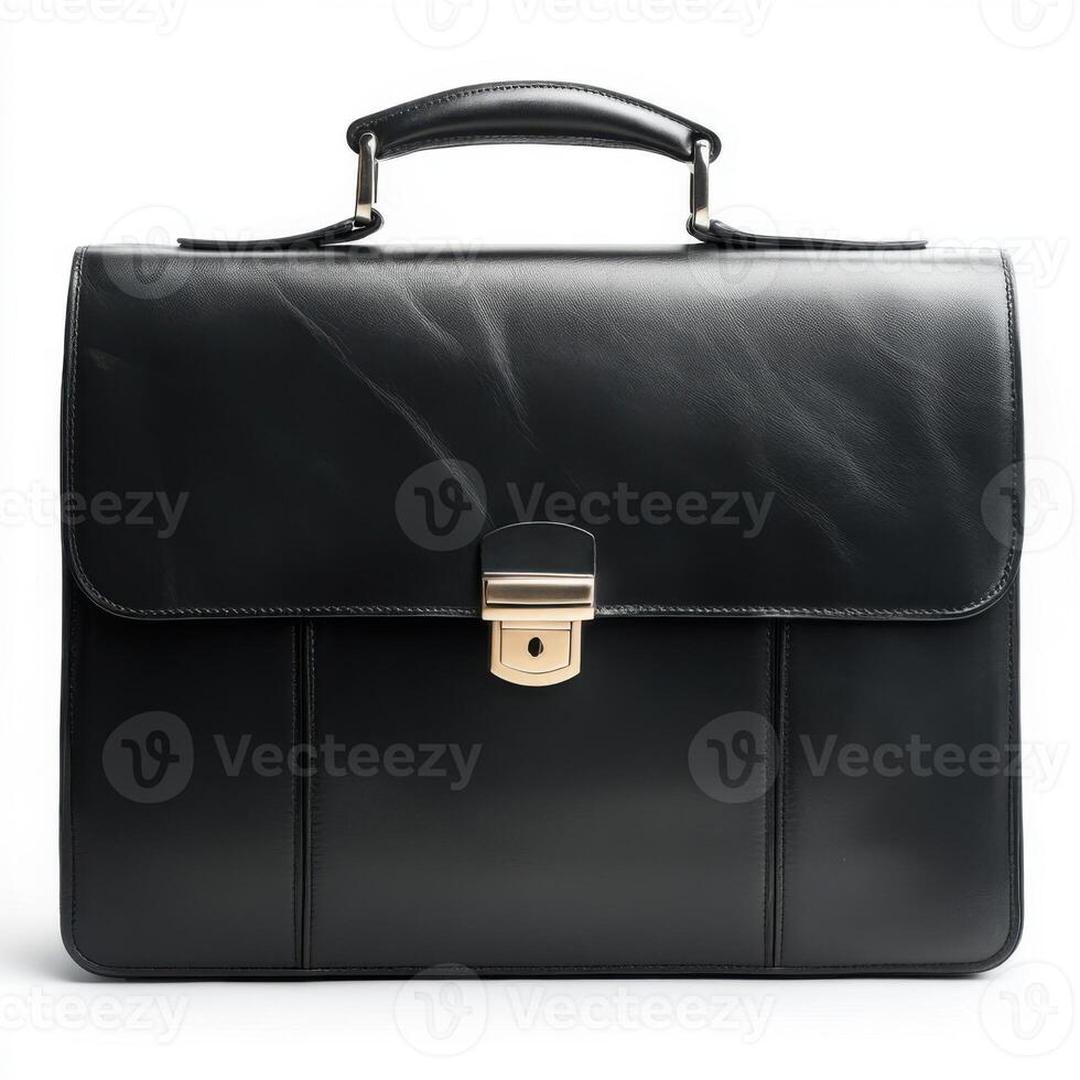 Elegant black leather briefcase showcasing craftsmanship and functionality for professionals and students photo