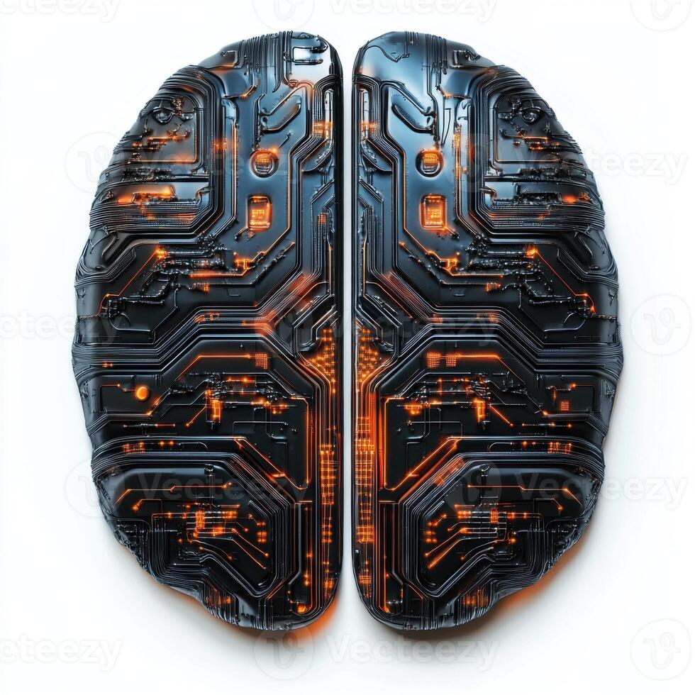 Futuristic brain design combining technology and neuroscience in a modern art concept photo