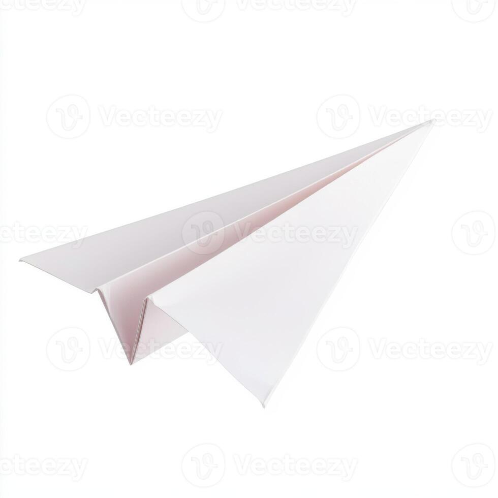 Paper airplane ready for flight in a bright, simple setting during a sunny afternoon photo