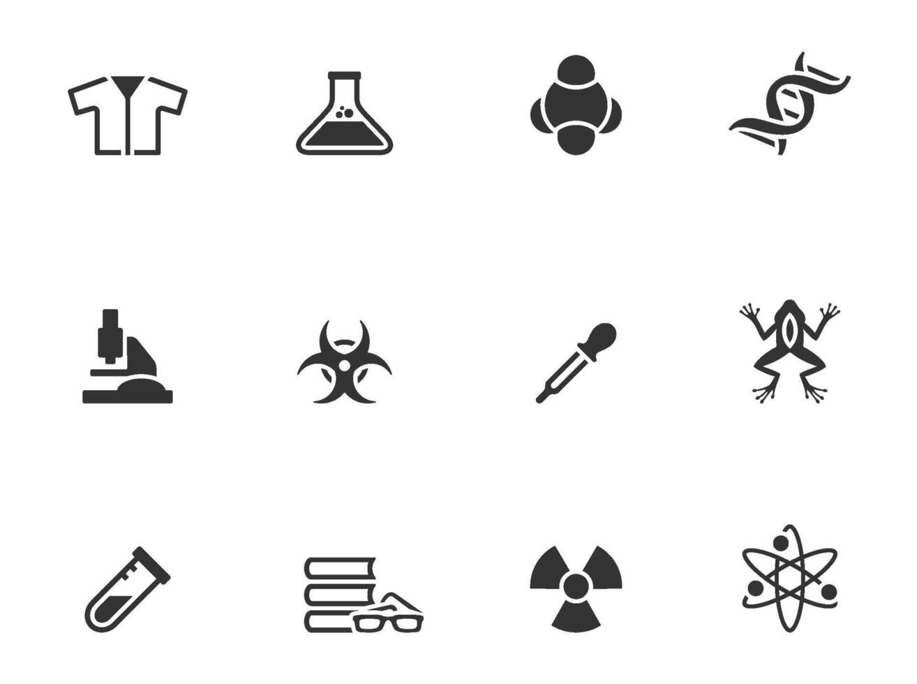 Science icons in black and white illustration vector