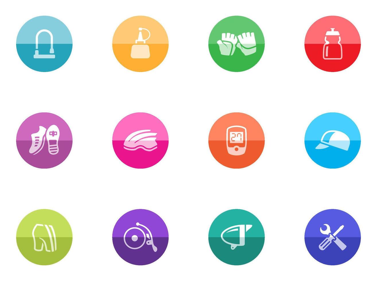 Bicycle accessories icons in color circles illustration vector