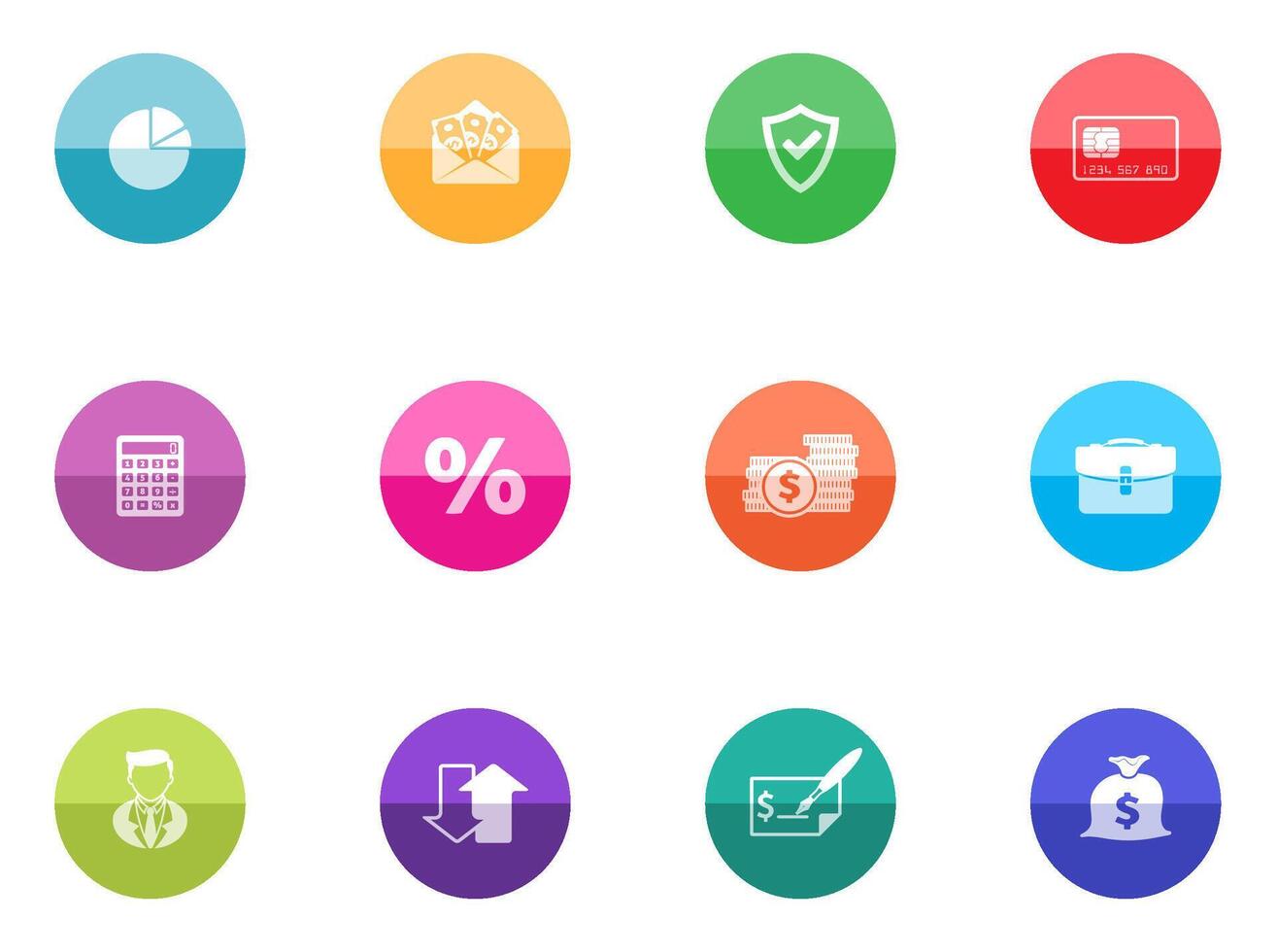 Finance icon in color circles illustration vector