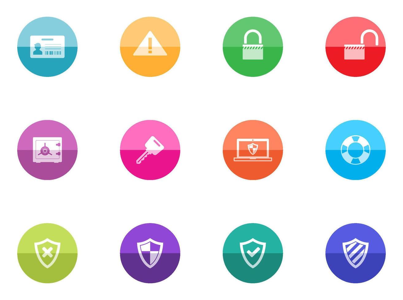 Security icon in color circles illustration vector