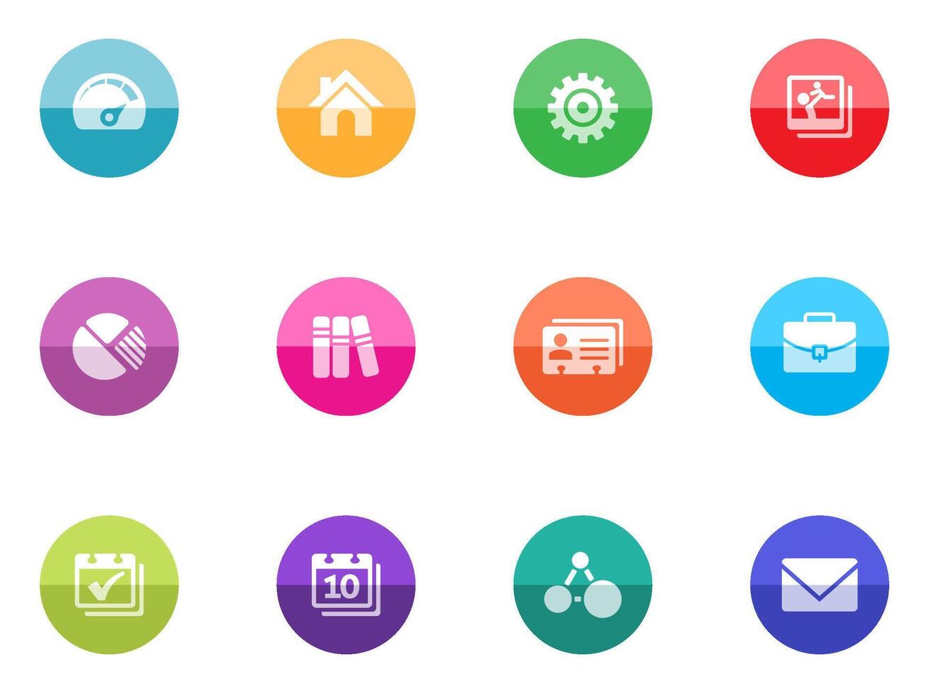A set icons for mobile apps or personal website in color circles illustration vector