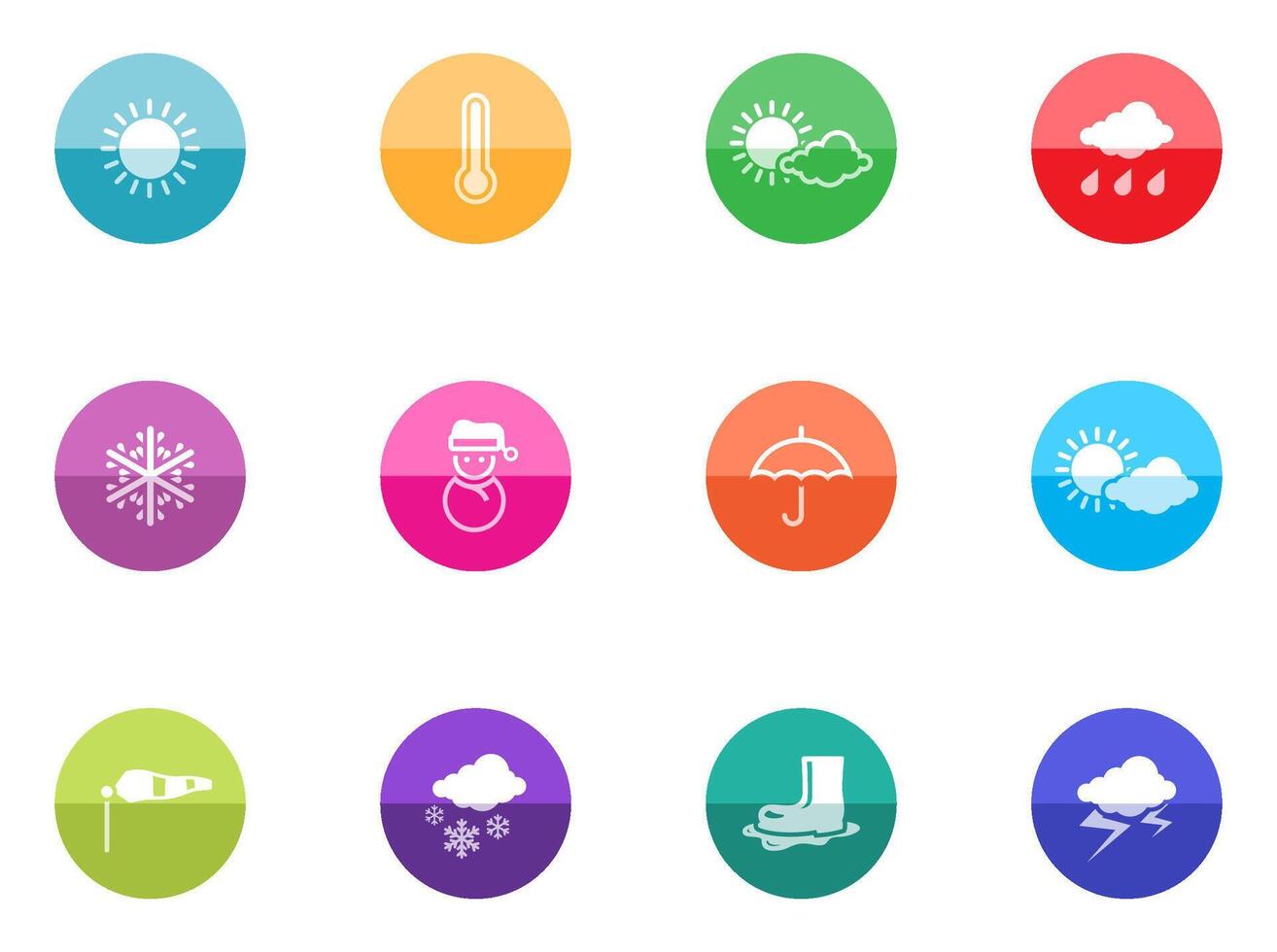 Weather icon in color circles illustration vector