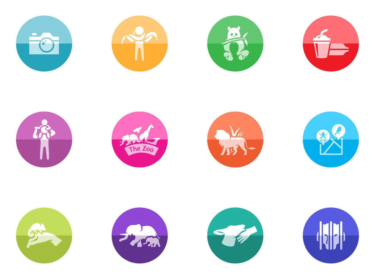 Zoo icons in color circles illustration vector