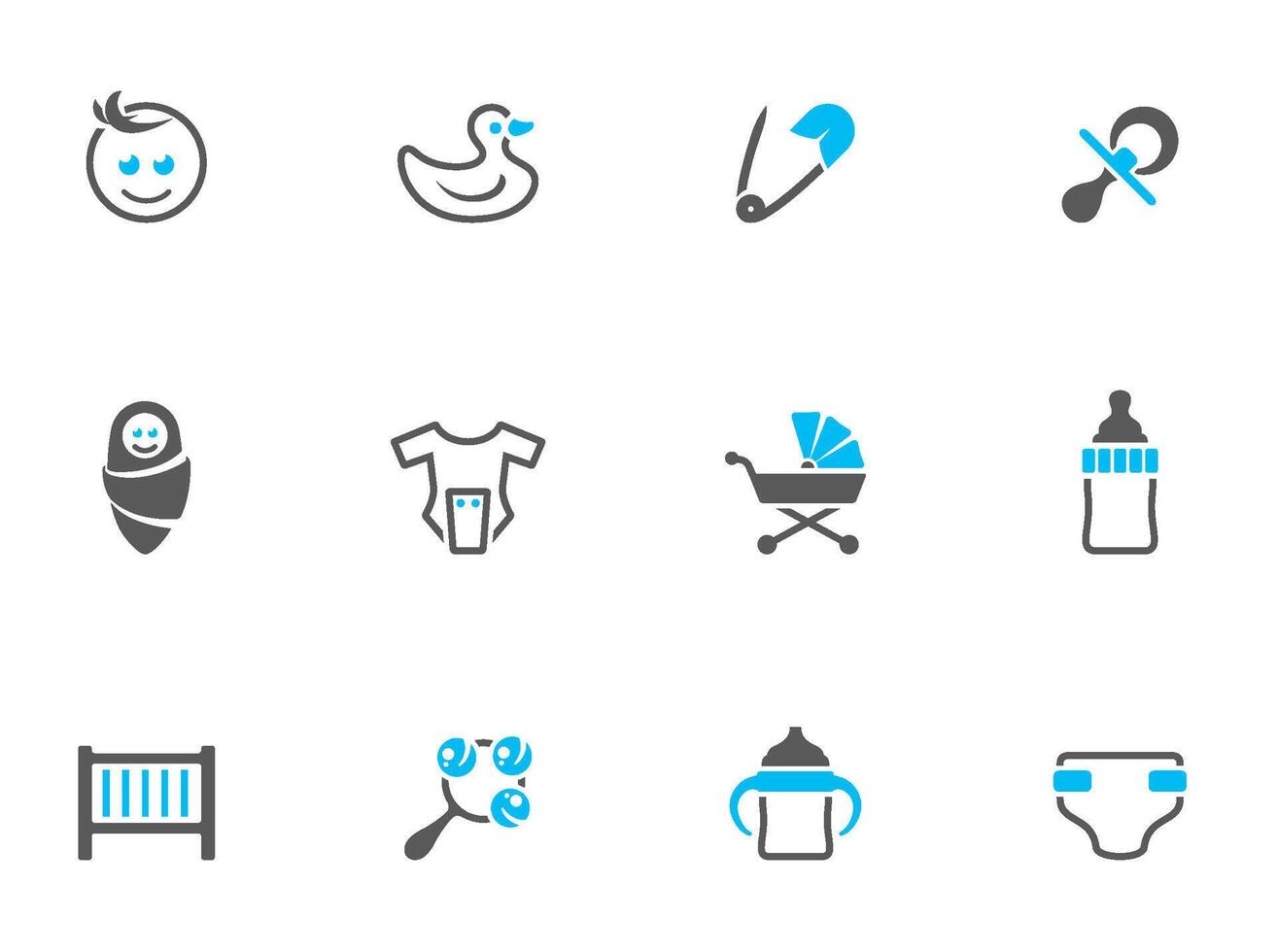 Babies icons in duo tone colors illustration vector