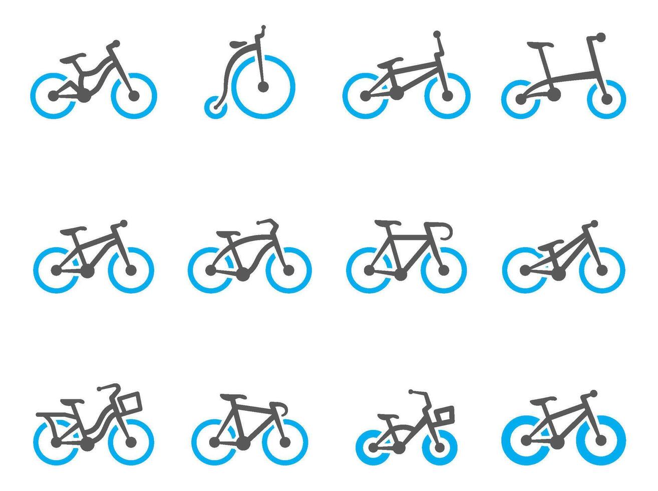 Bicycle type icons in duo tone colors illustration vector