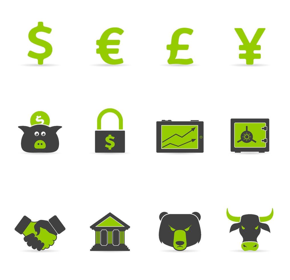 Finance icon set in duo tone color illustration vector