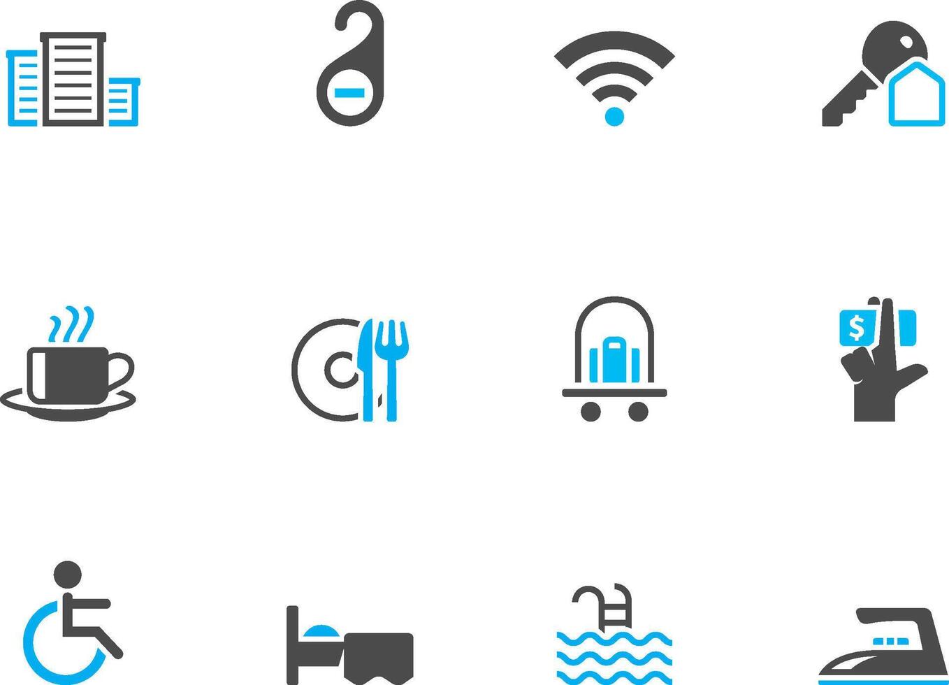 Hotel icons in duo tone colors illustration vector