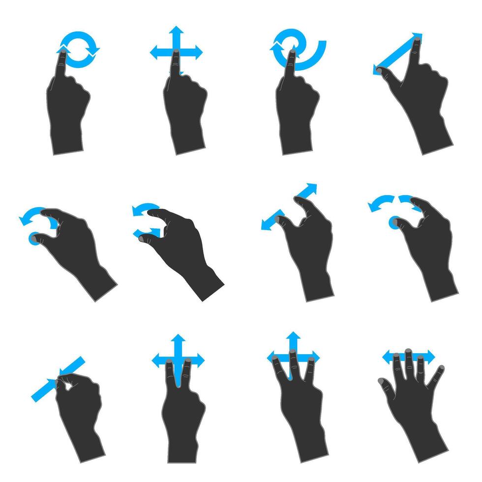 Track pad gestures in duo tone color illustration vector
