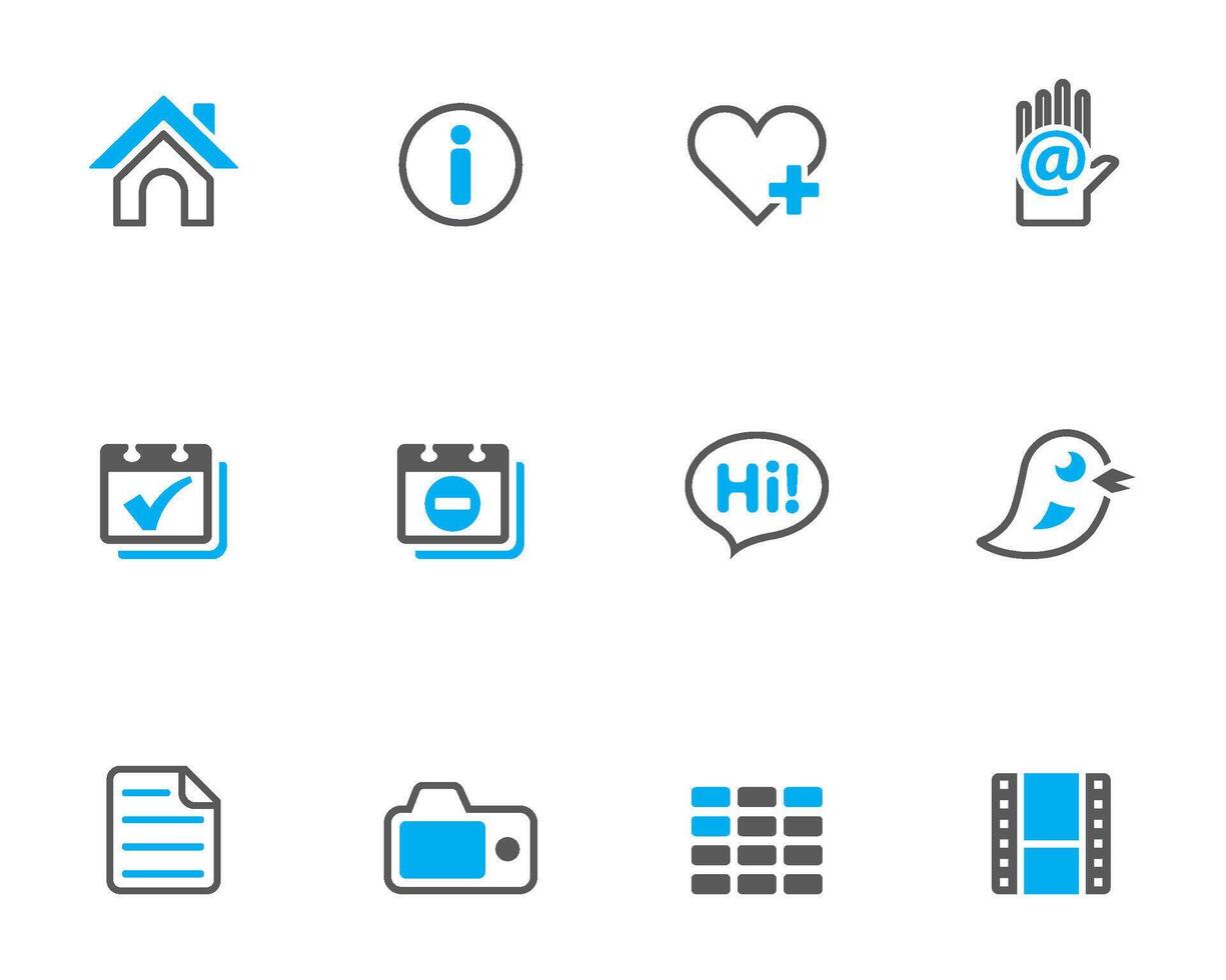 Personal website and portfolio icons in duo tone illustration vector