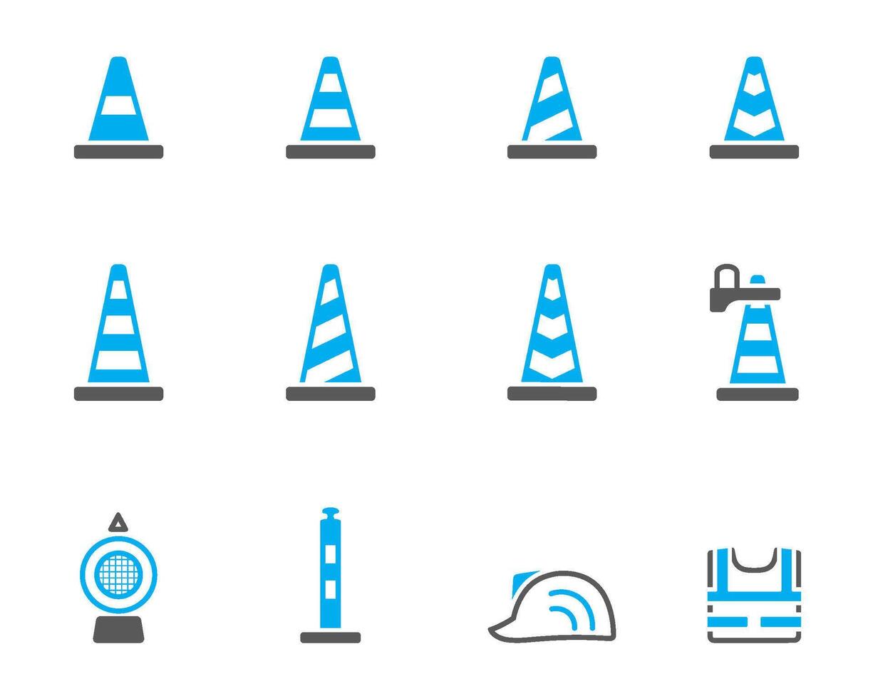 Traffic warning sign icon in duo tone illustration vector