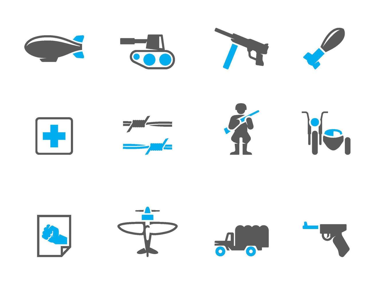 World War icons in duo tone colors illustration vector