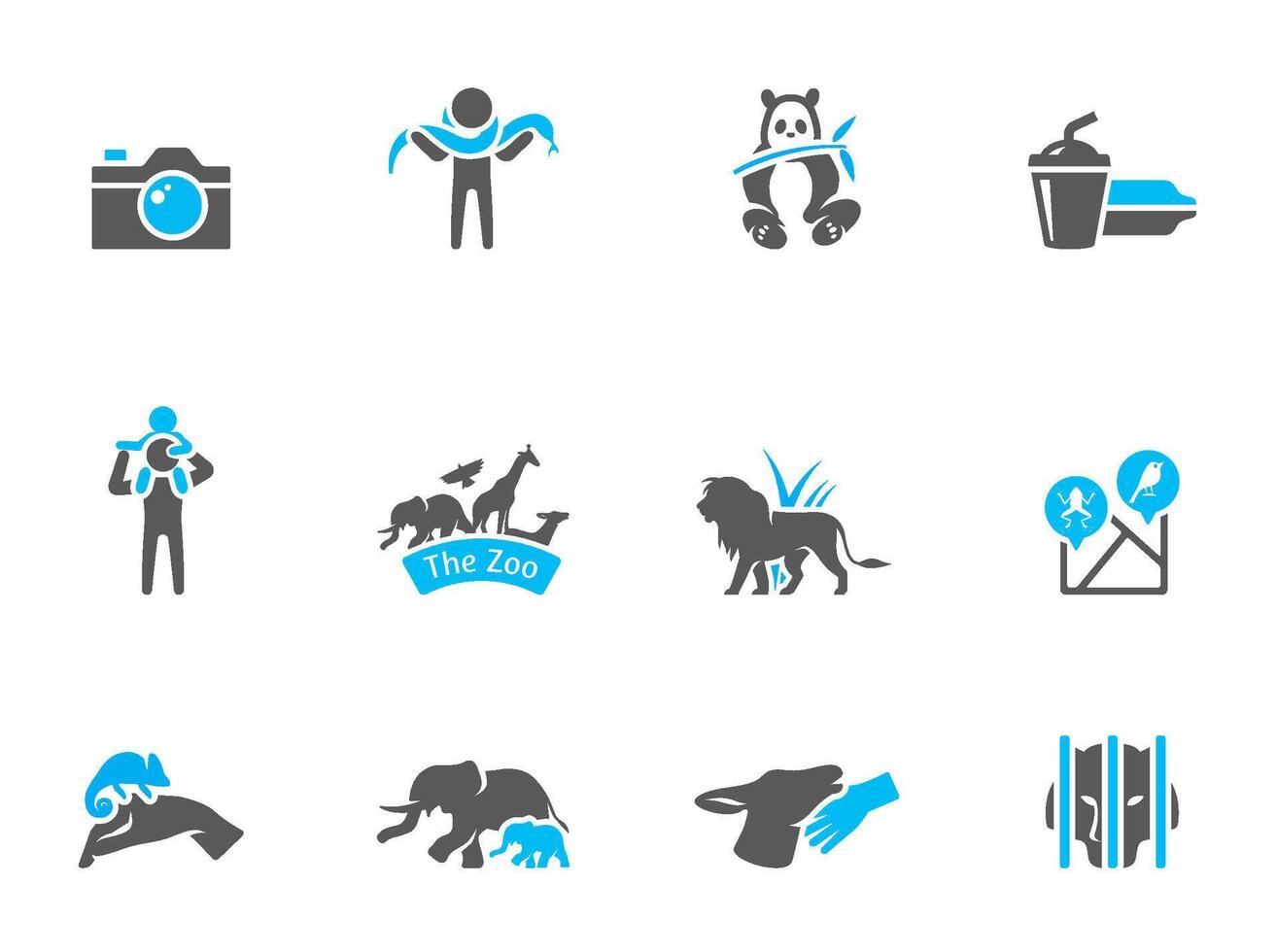 Zoo icons in duo tone colors illustration vector