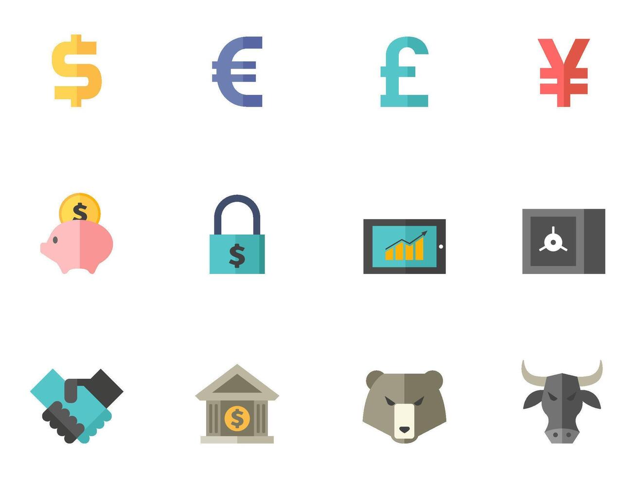Finance icon in flat color illustration vector