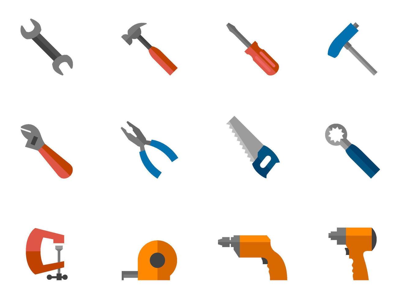 Hand tools icon in flat color illustration vector