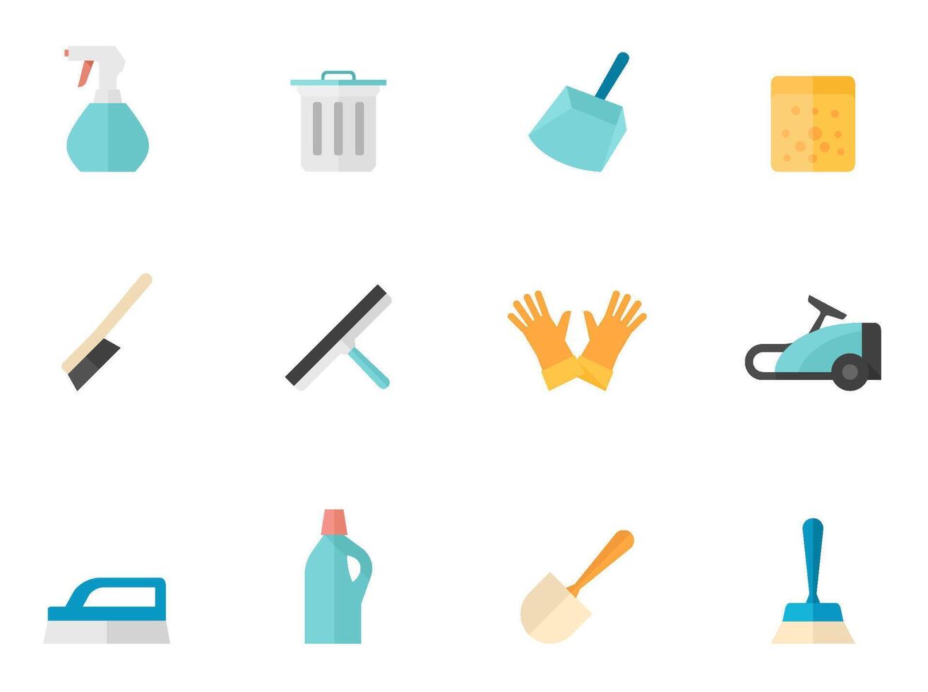 Cleaning tool icon in flat color illustration vector