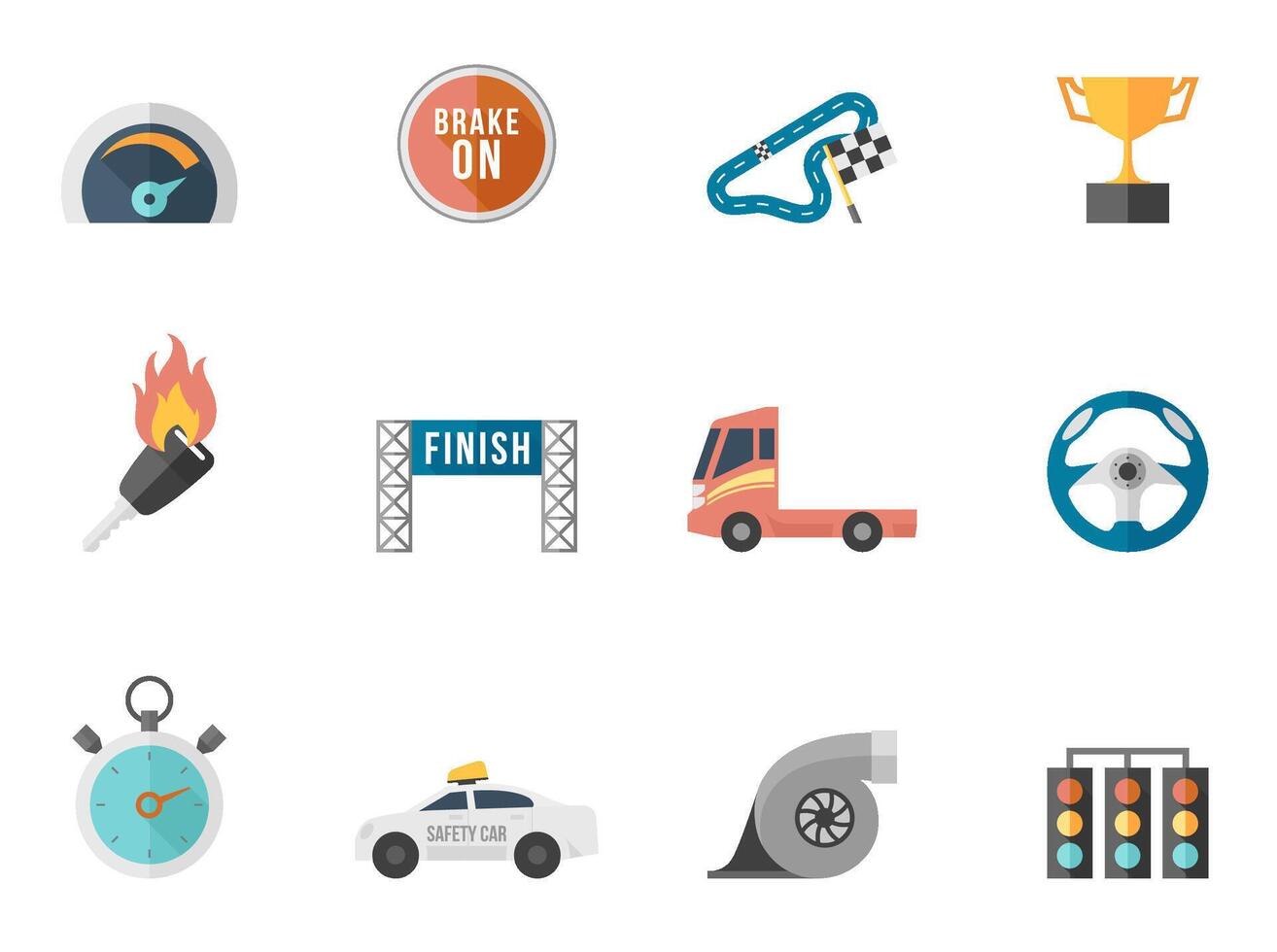 Racing icon in flat color illustration vector