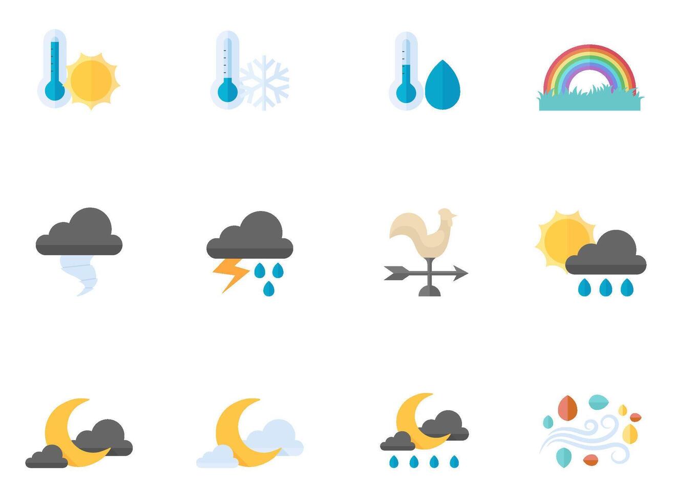 More weather icon in flat color illustration vector