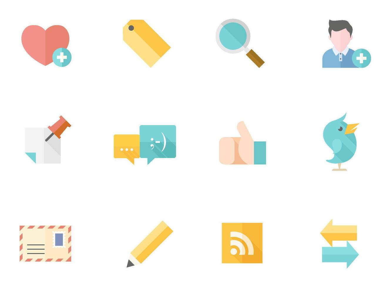 Social network icon in flat color illustration vector