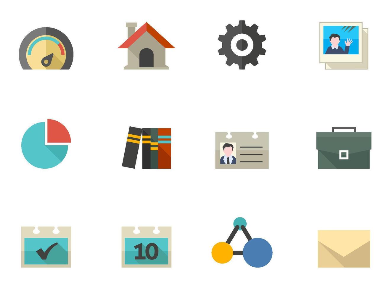 A set icons for mobile apps or personal website in flat color illustration vector