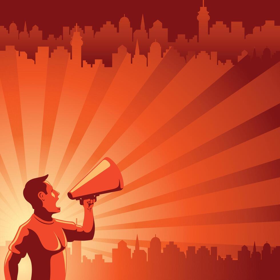 man shouting using a loudspaker illustration vector