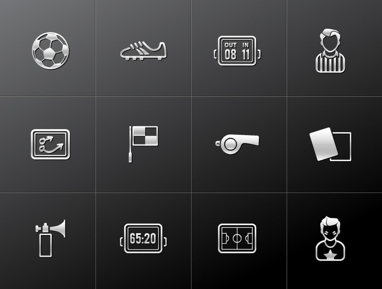 Soccer icon in metallic style illustration vector