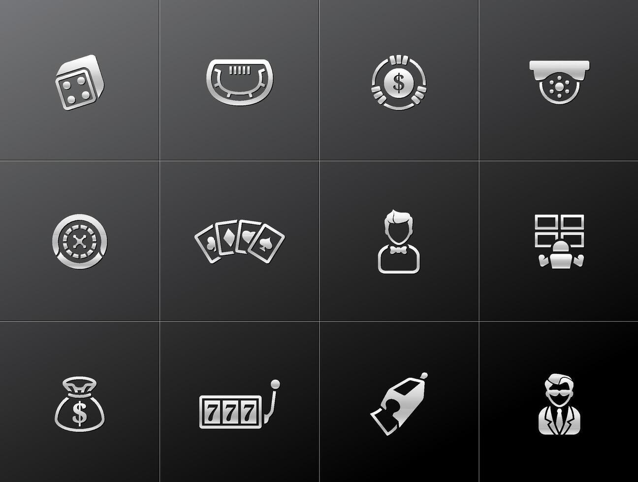 Casino icons in metallic style illustration vector