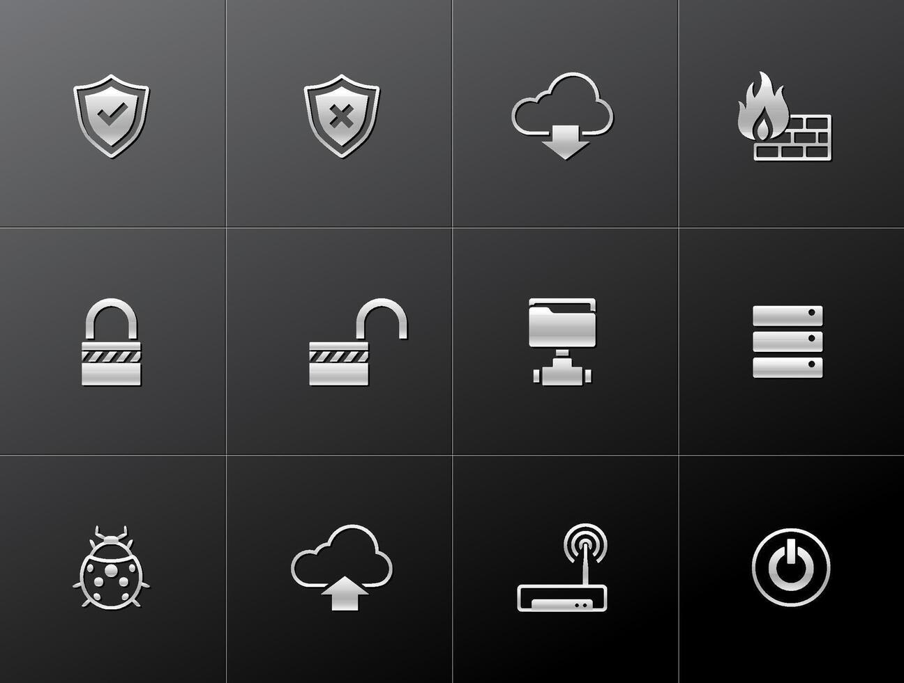 Computer network icon in metallic style illustrations vector