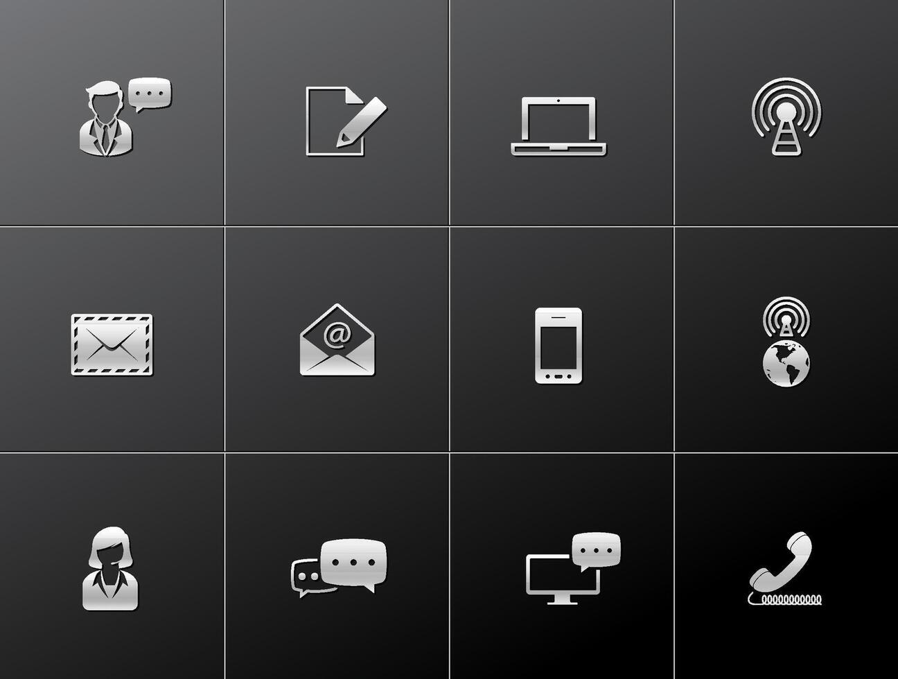 Communication icon in metallic style illustrations vector