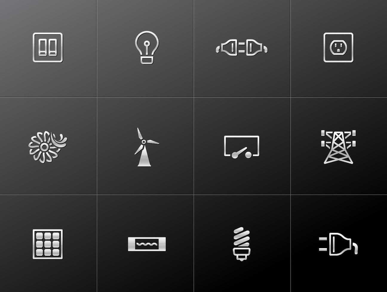 Electricity icons in metallic style styles illustration vector