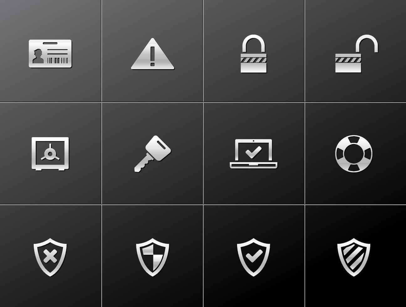 Security icon in metallic style illustration vector