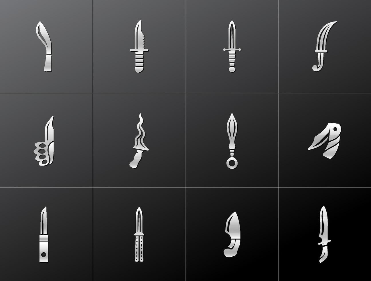 Knife icons in metallic style illustration vector