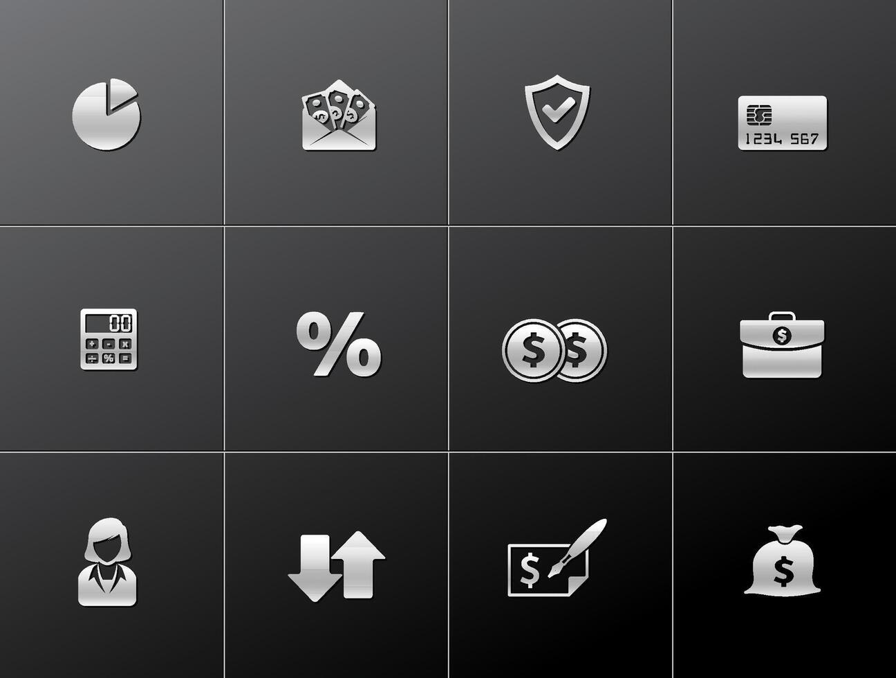 Finance icon in metallic style illustration vector