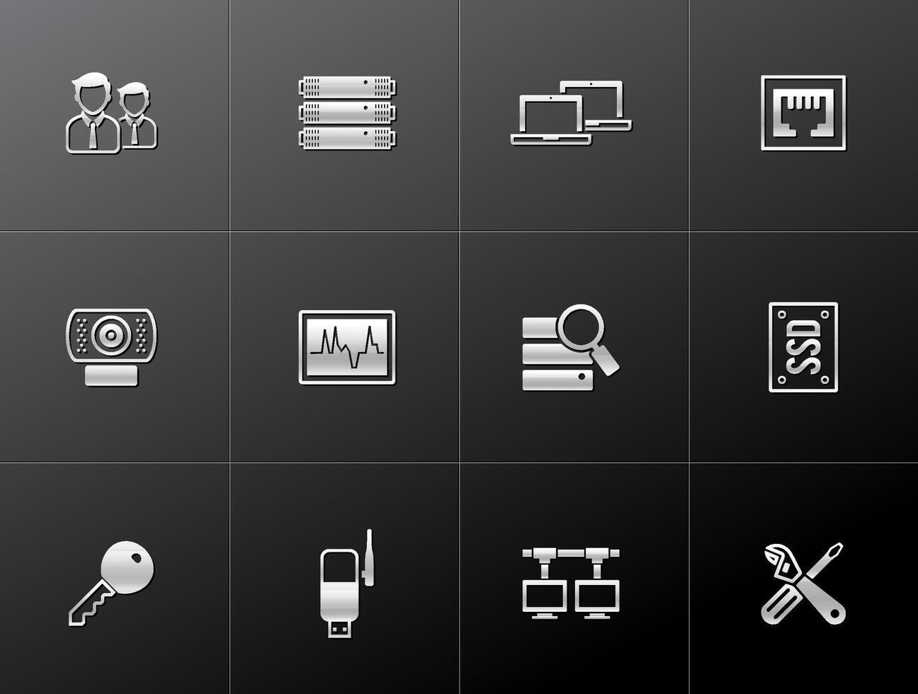 Computer network icon in metallic style illustration vector