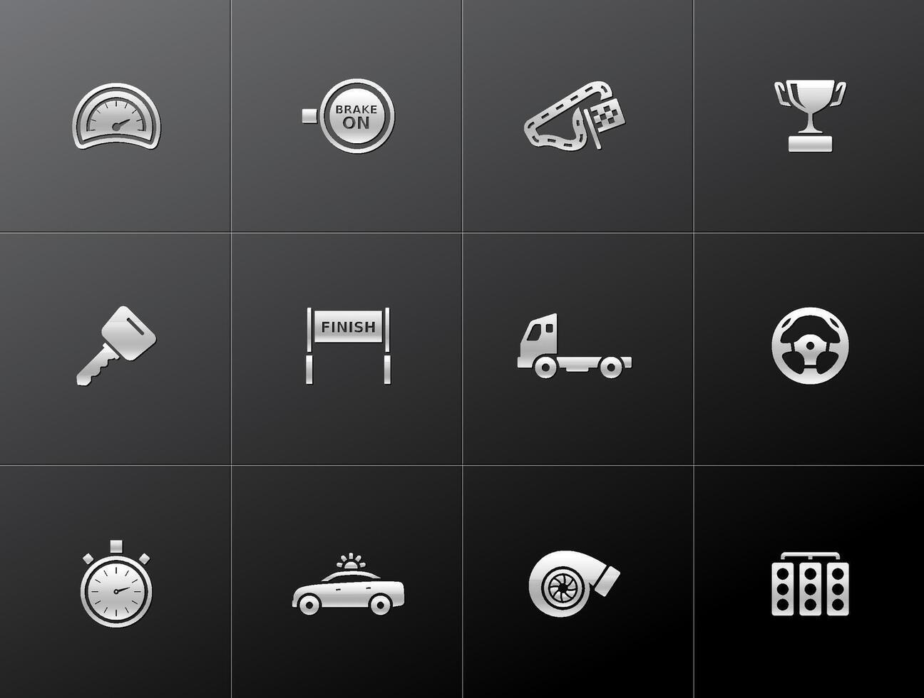 Auto racing icon in metallic style illustration vector