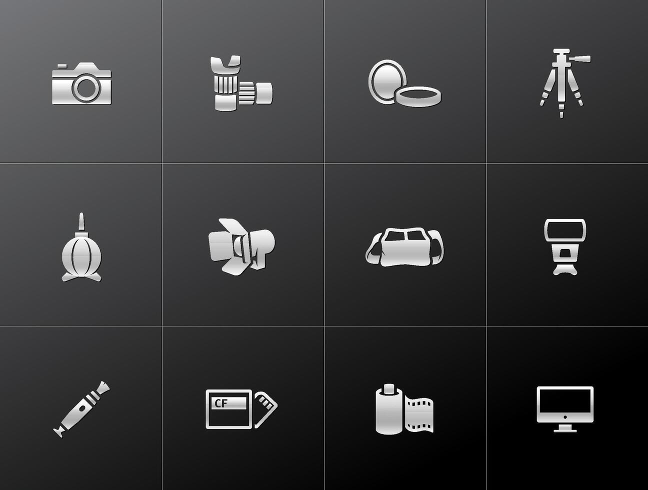 Photography icons in metallic style illustration vector