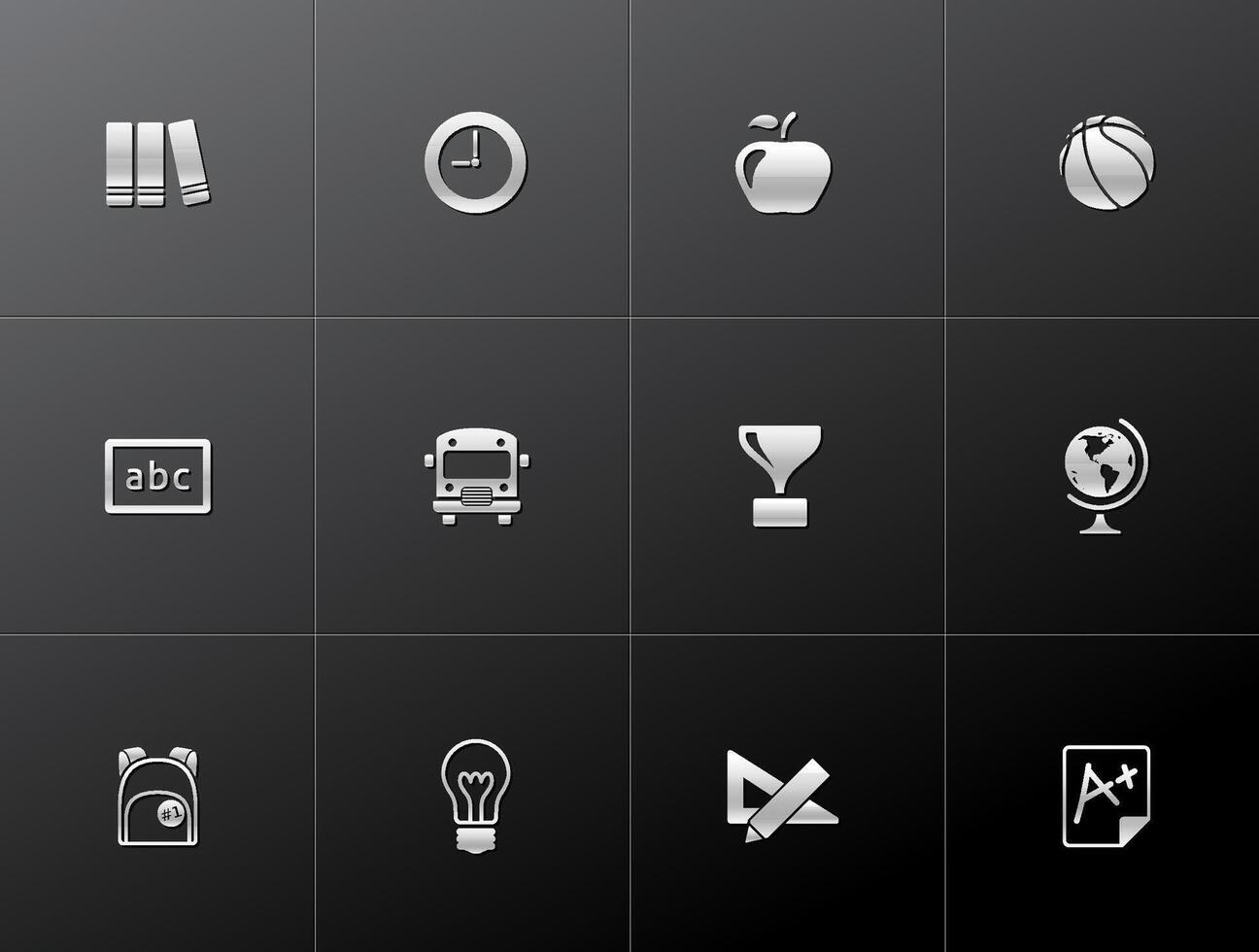 School icon in metallic style illustration vector