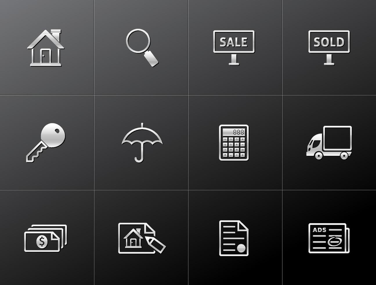 Real estate icon in metallic style illustration vector