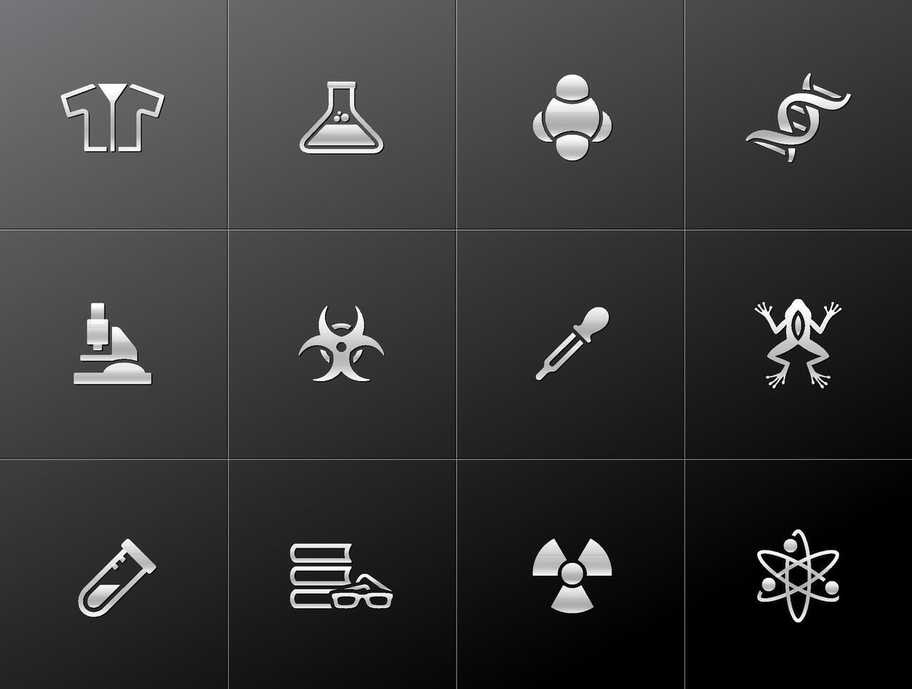 Science icons in metallic style illustration vector