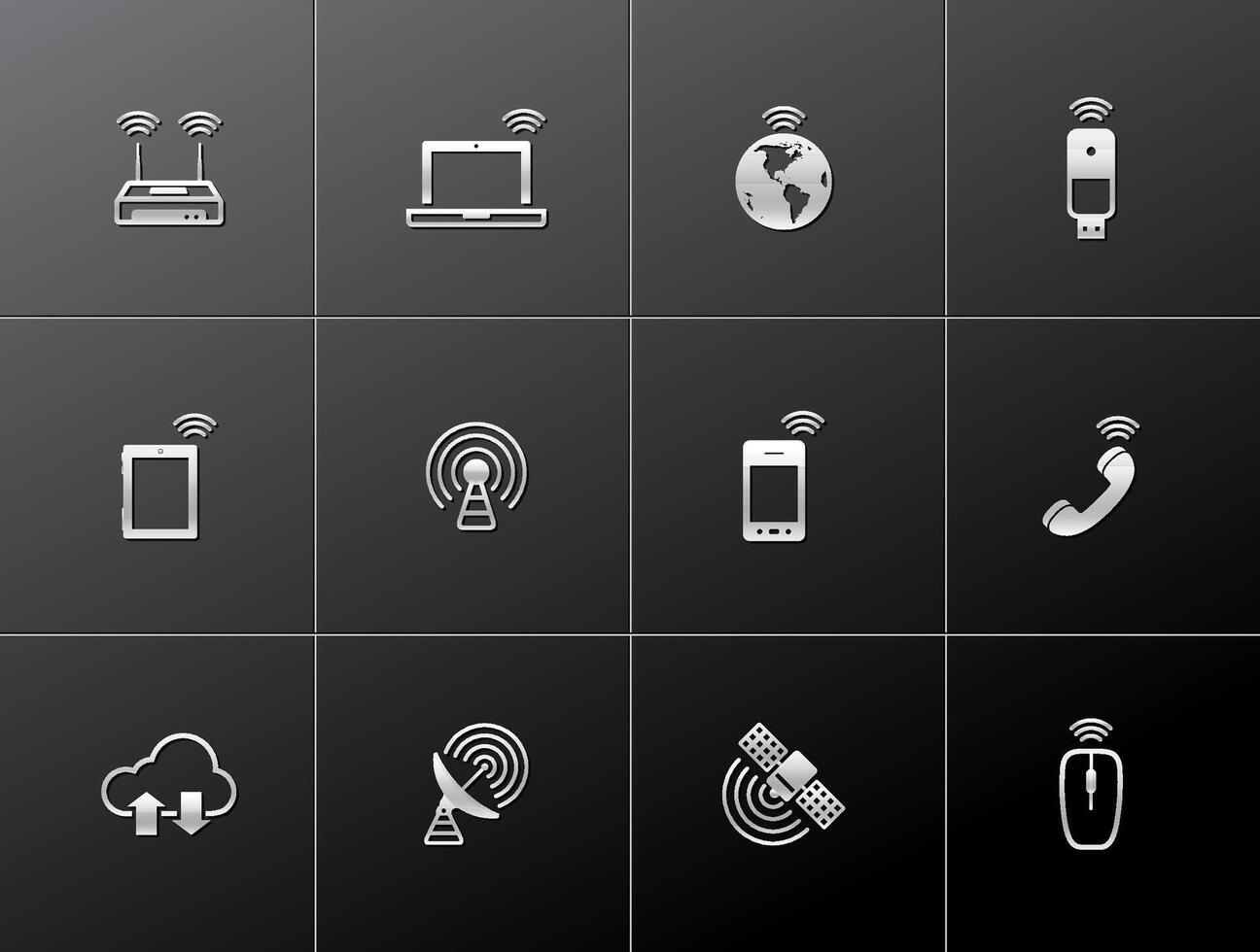 Wireless technology icon in metallic style illustration vector