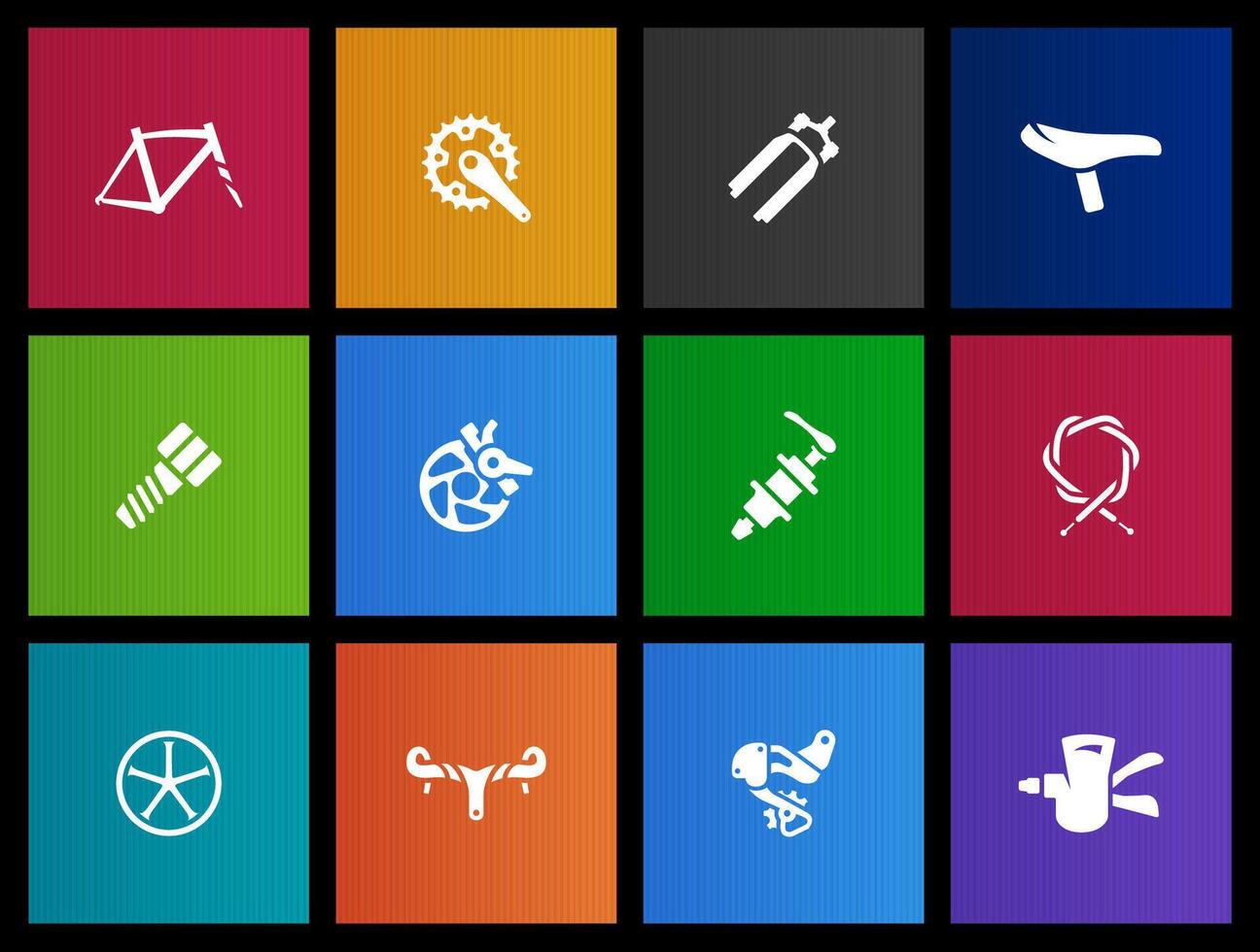 Bicycle part icons in Metro UI illustration vector