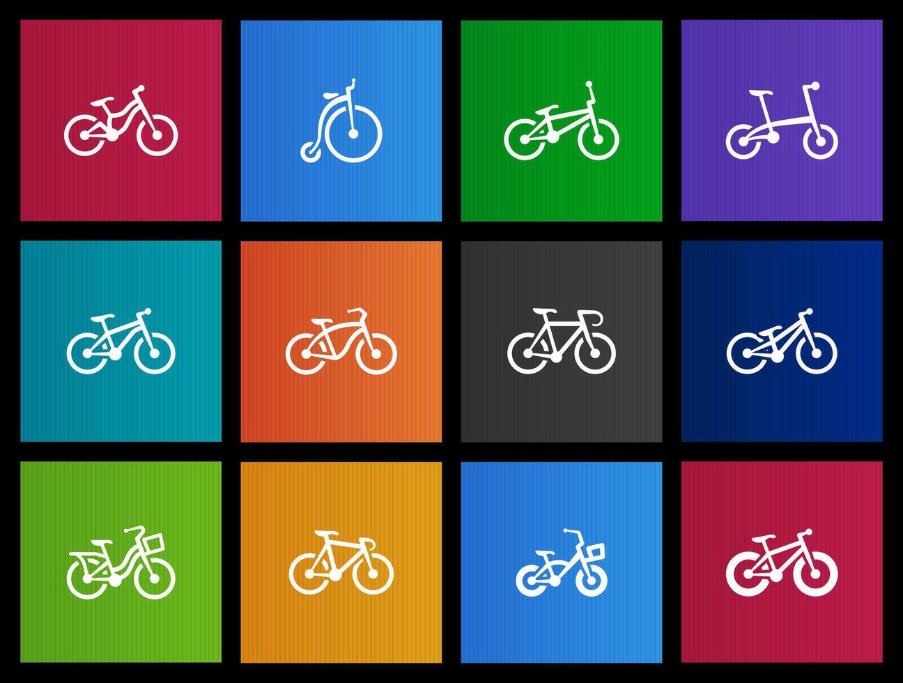 Bicycle type icons in Metro UI illustration vector